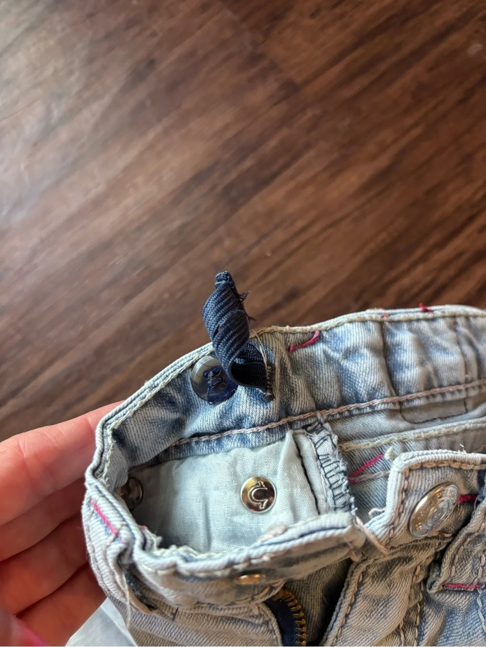 True Religion Light Blue Distressed Flare Jeans